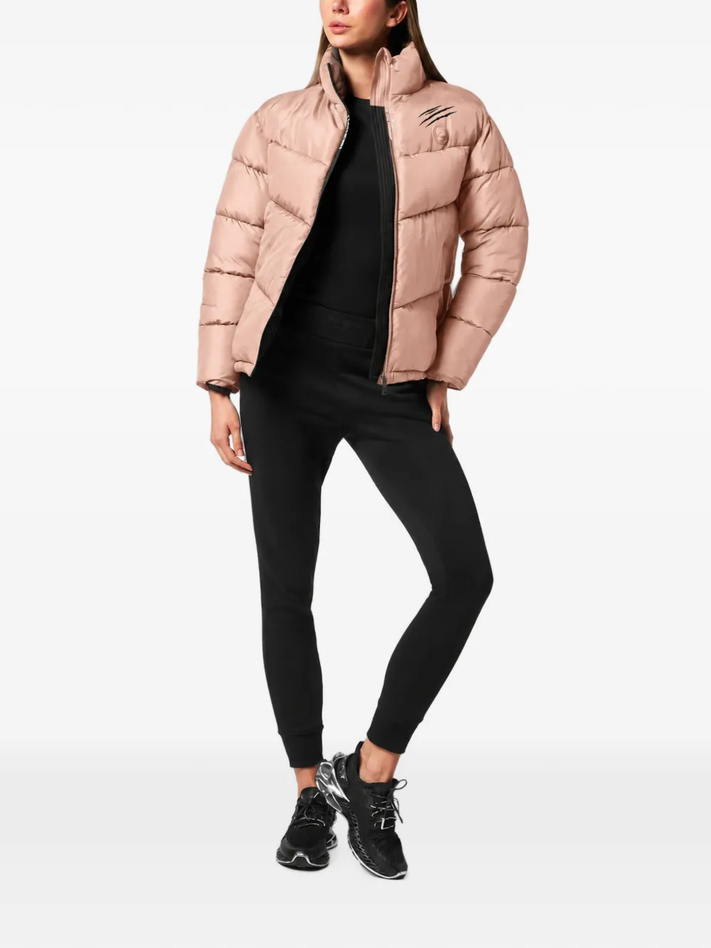 Plein Sport Helsinki donsjack met logo-patch Roze