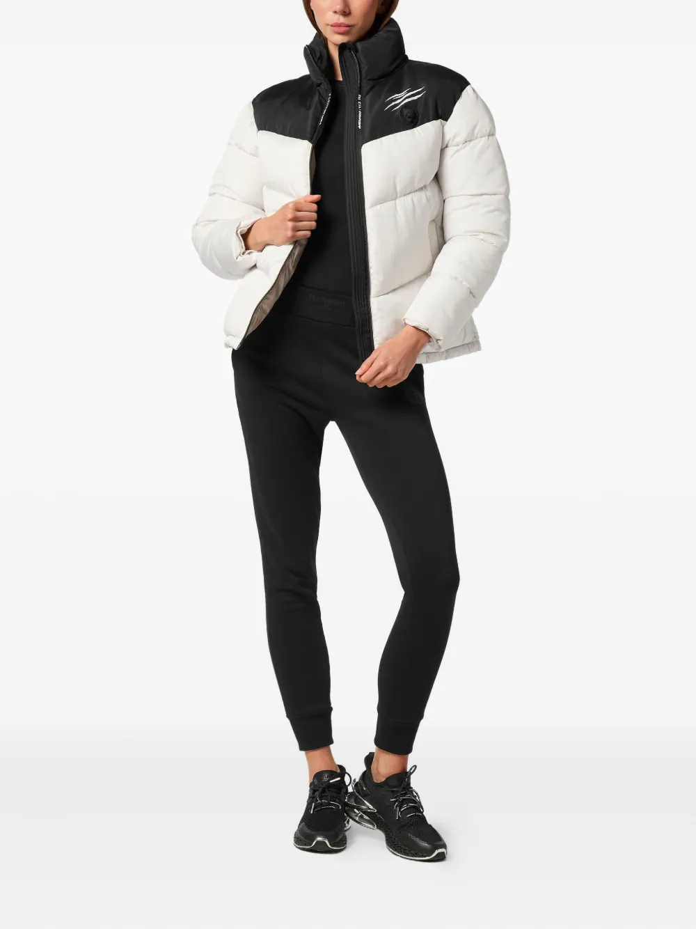 Plein Sport Colour-block Padded Jacket In White