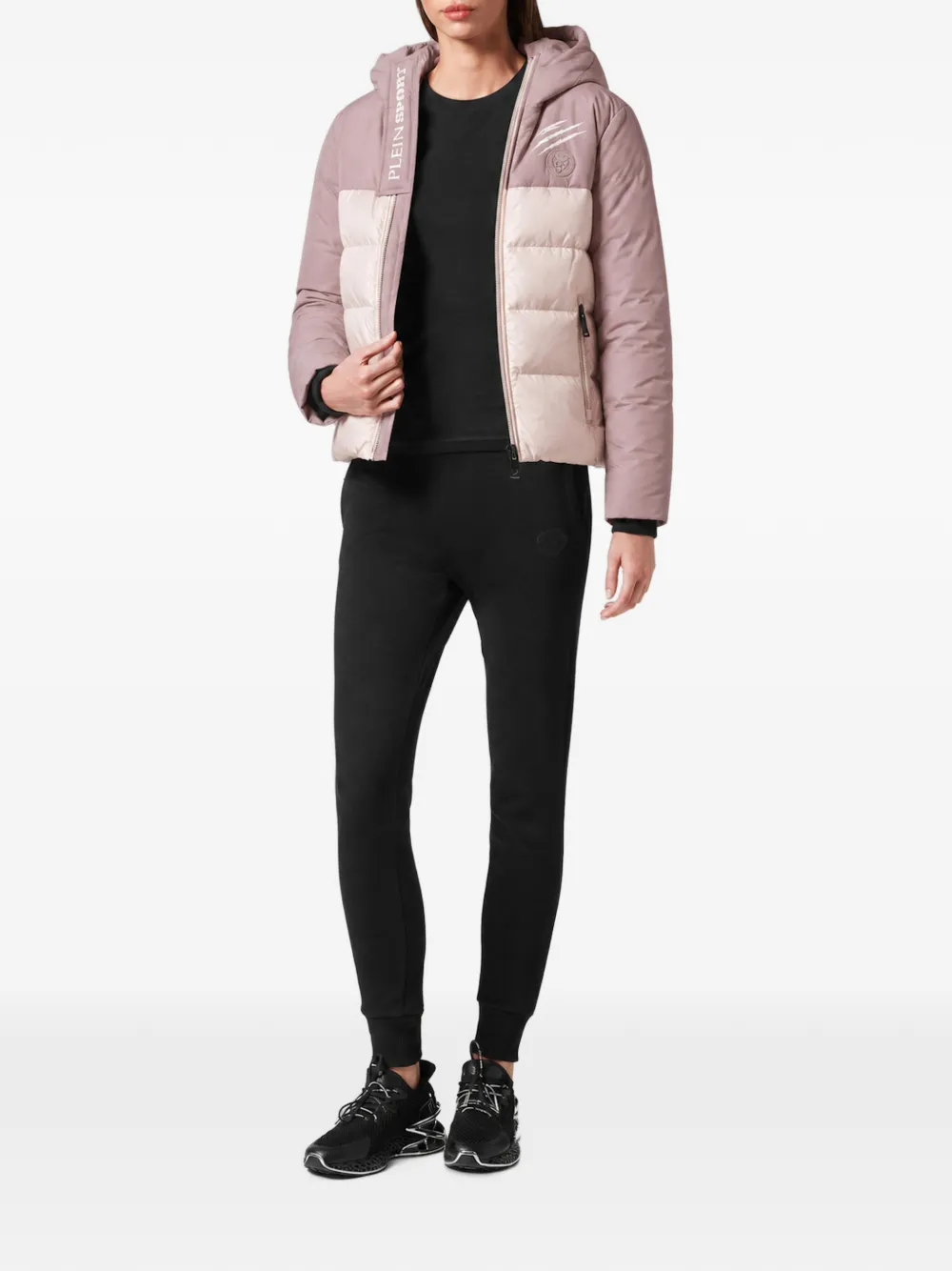 Plein Sport Scratch logo-patch puffer jacket Roze