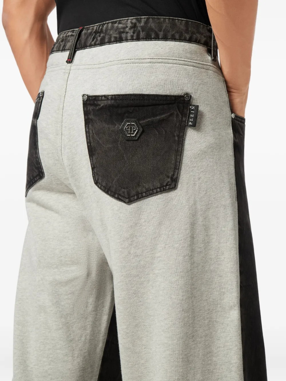 Philipp Plein Jeans met fleece vlakken Zwart