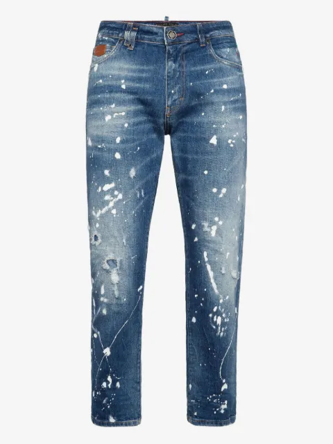 Philipp Plein vaqueros Detroit Fit con salpicadura de pintura