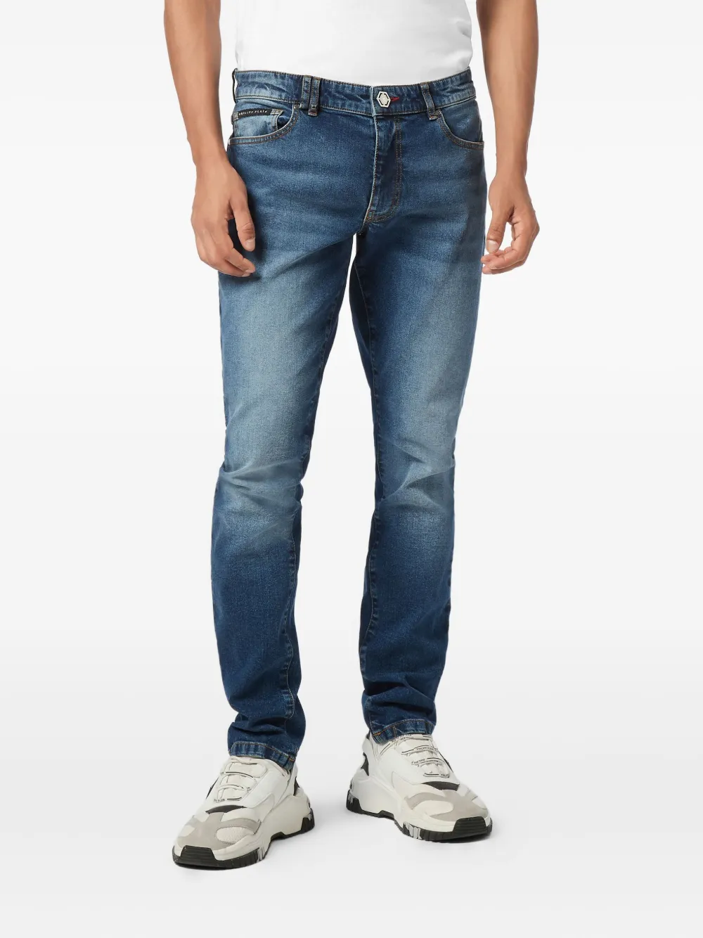 Philipp Plein Jeans met geborduurde patch - Blauw