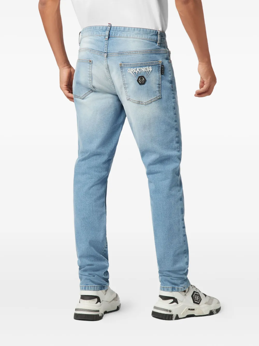 Philipp Plein Logo-plaque Jeans In Blue
