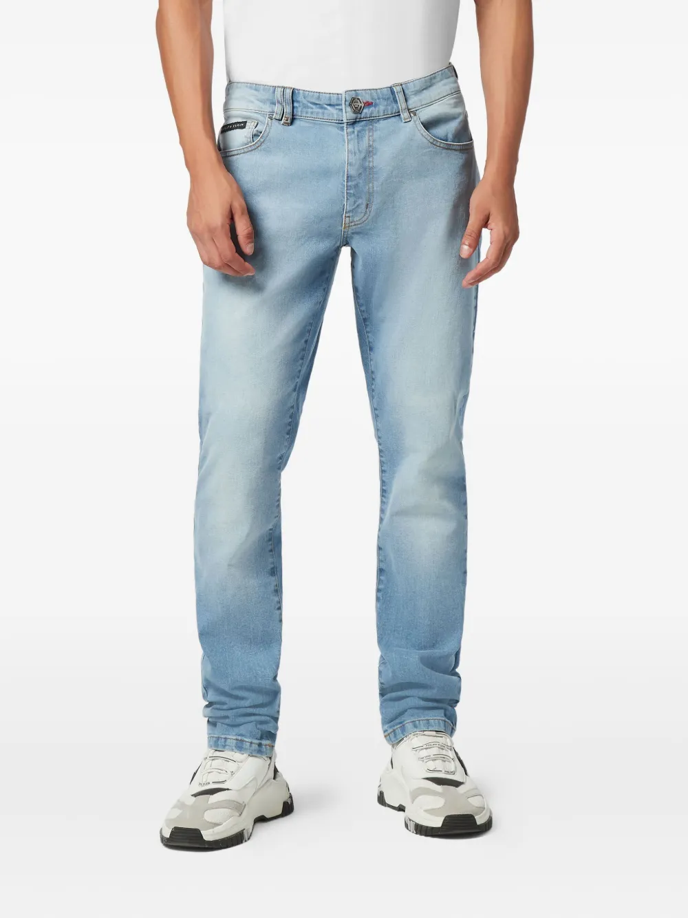 Philipp Plein Logo-plaque Jeans In Blue