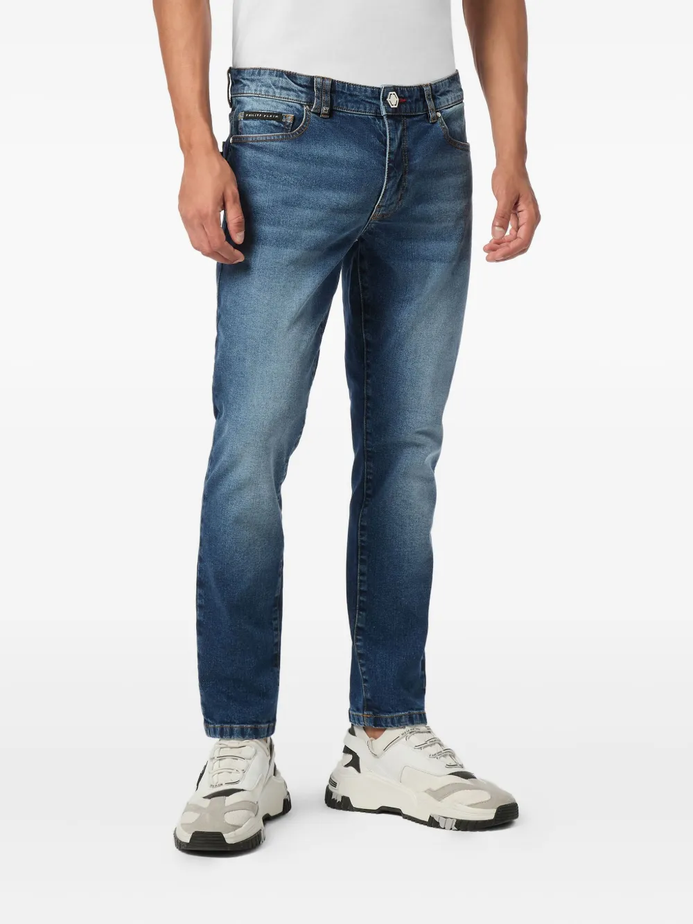 Philipp Plein Greatness jeans met geborduurd logo - Blauw