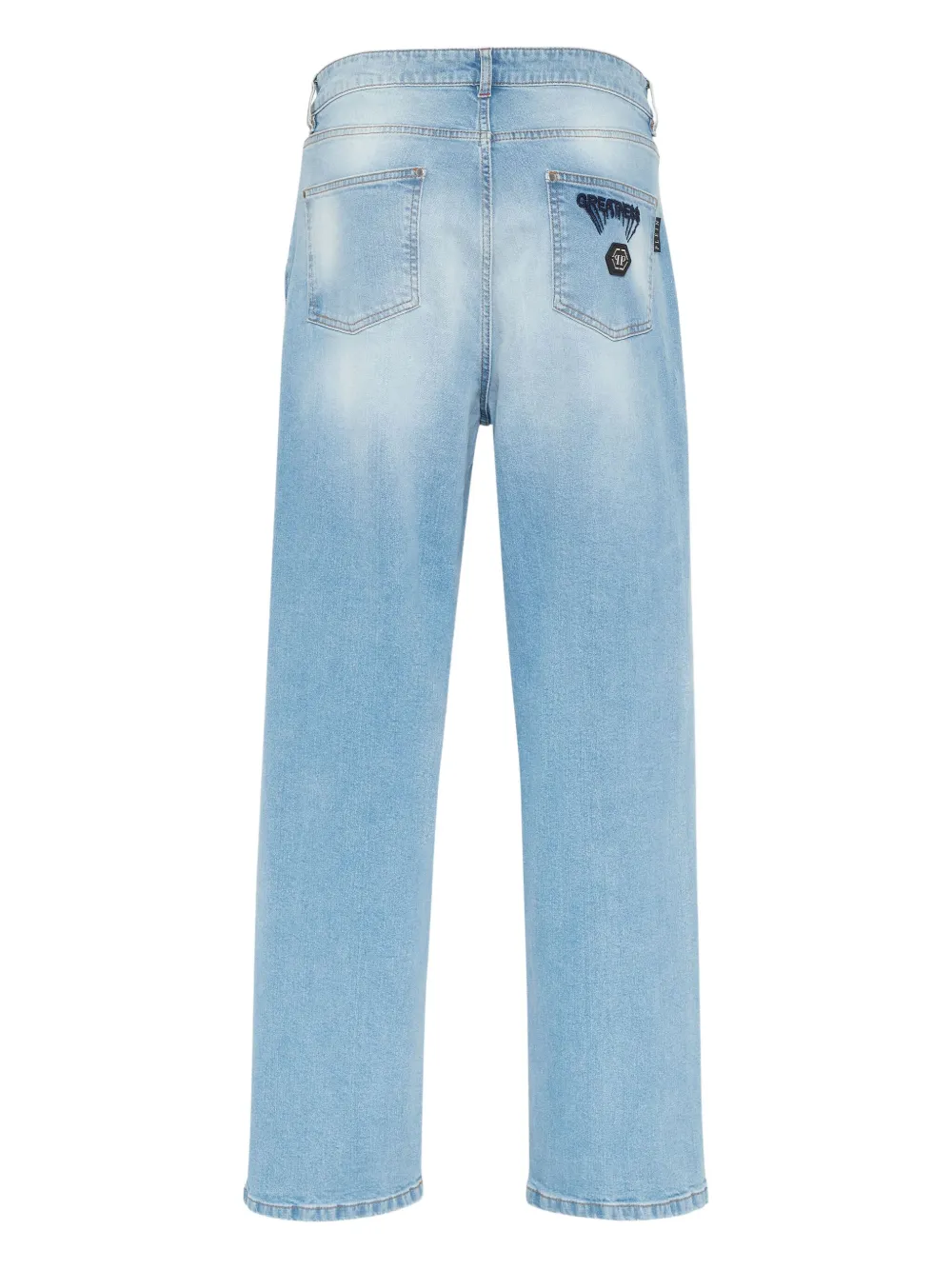 Philipp Plein Jeans met logopatch - Blauw