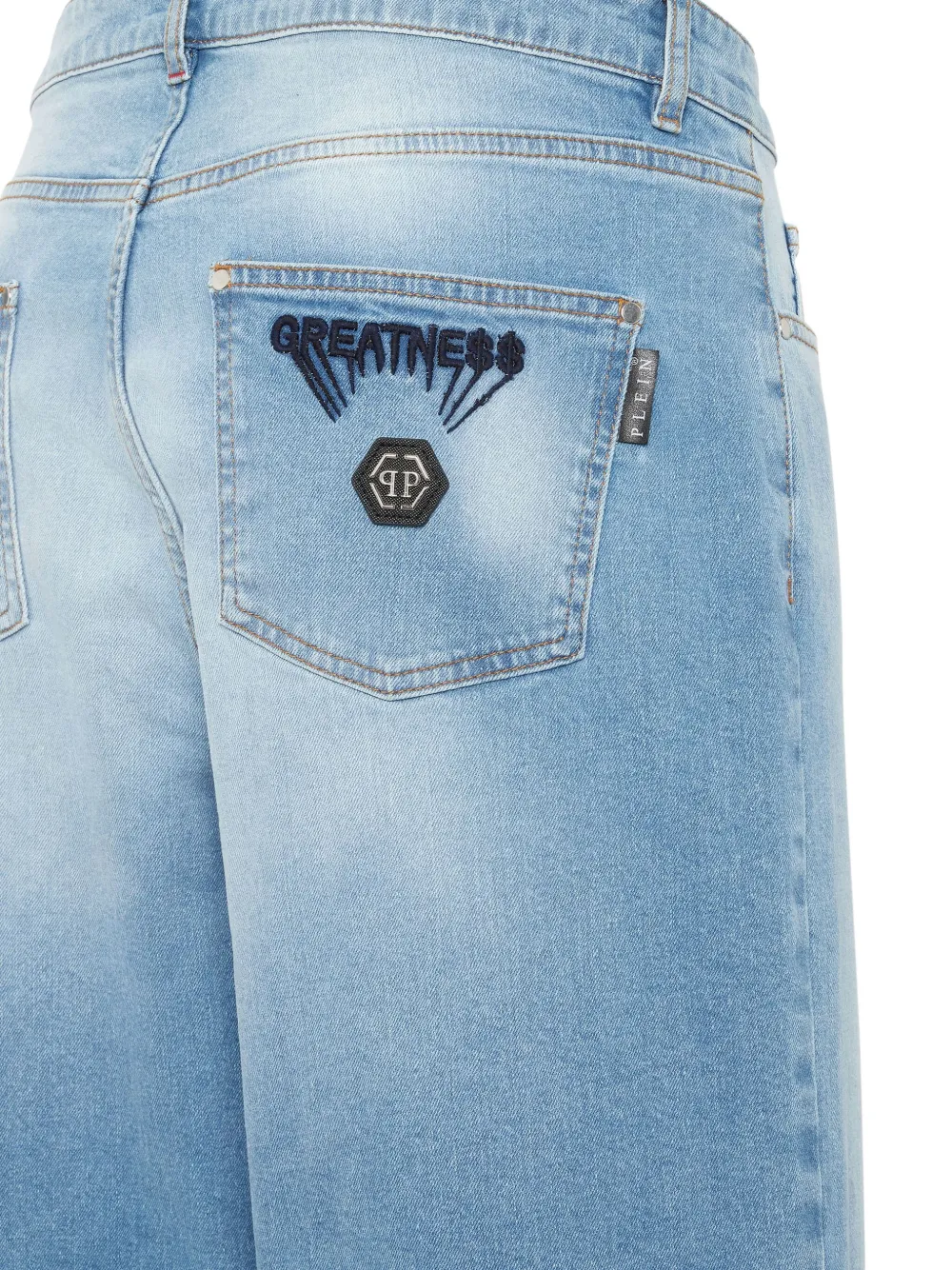 Philipp Plein Logo-patch Jeans In Blue