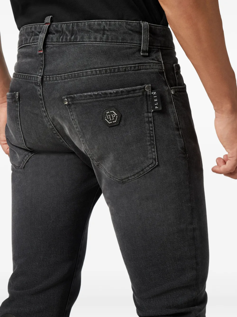 Philipp Plein Jeans met doodskop-monogram Grijs