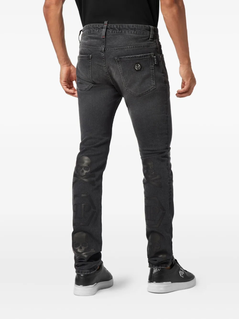 Philipp Plein Jeans met doodskop-monogram Grijs
