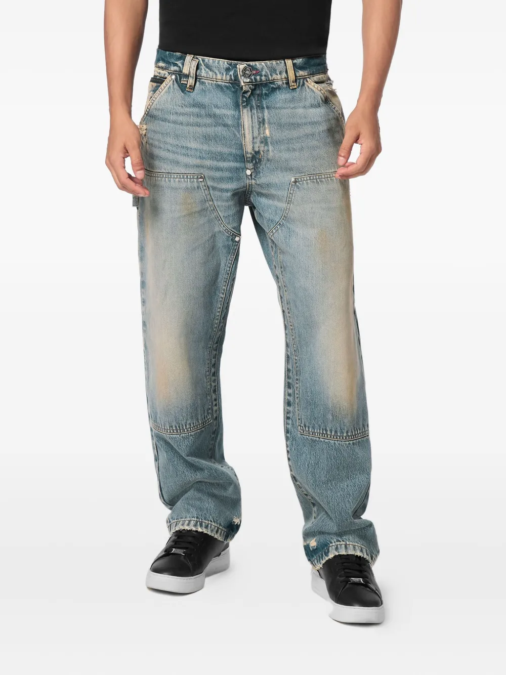 Philipp Plein Gerafelde jeans met dubbele zak - Blauw