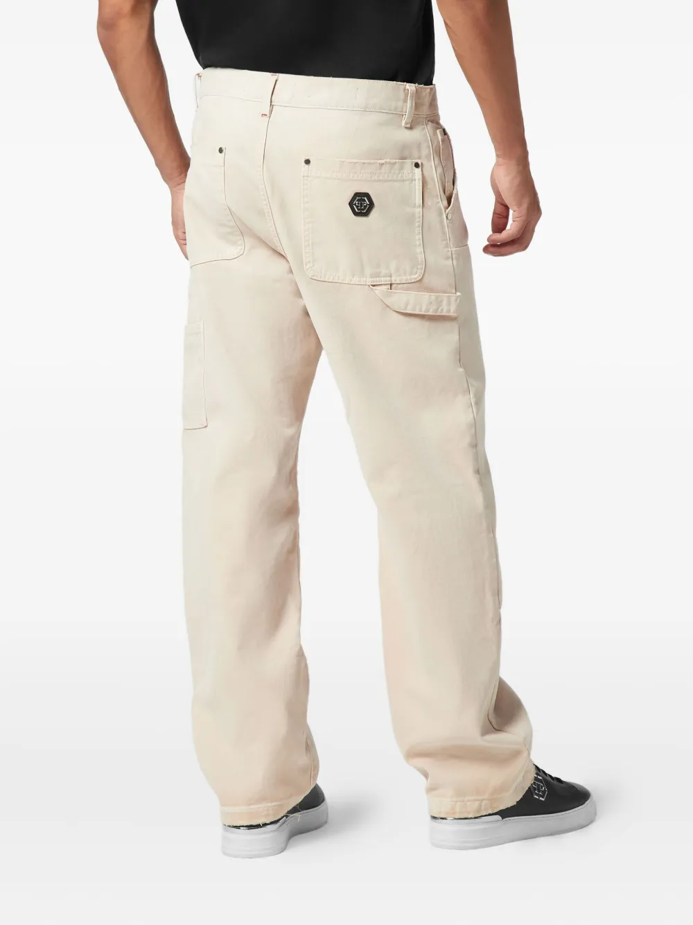 Philipp Plein Gerafelde cargo broek Beige