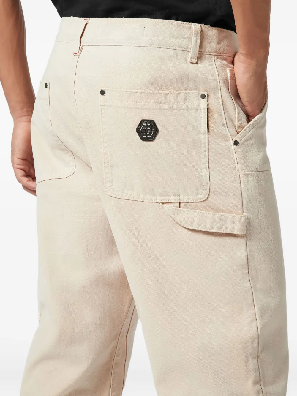 Philipp Plein Gerafelde cargo broek Beige