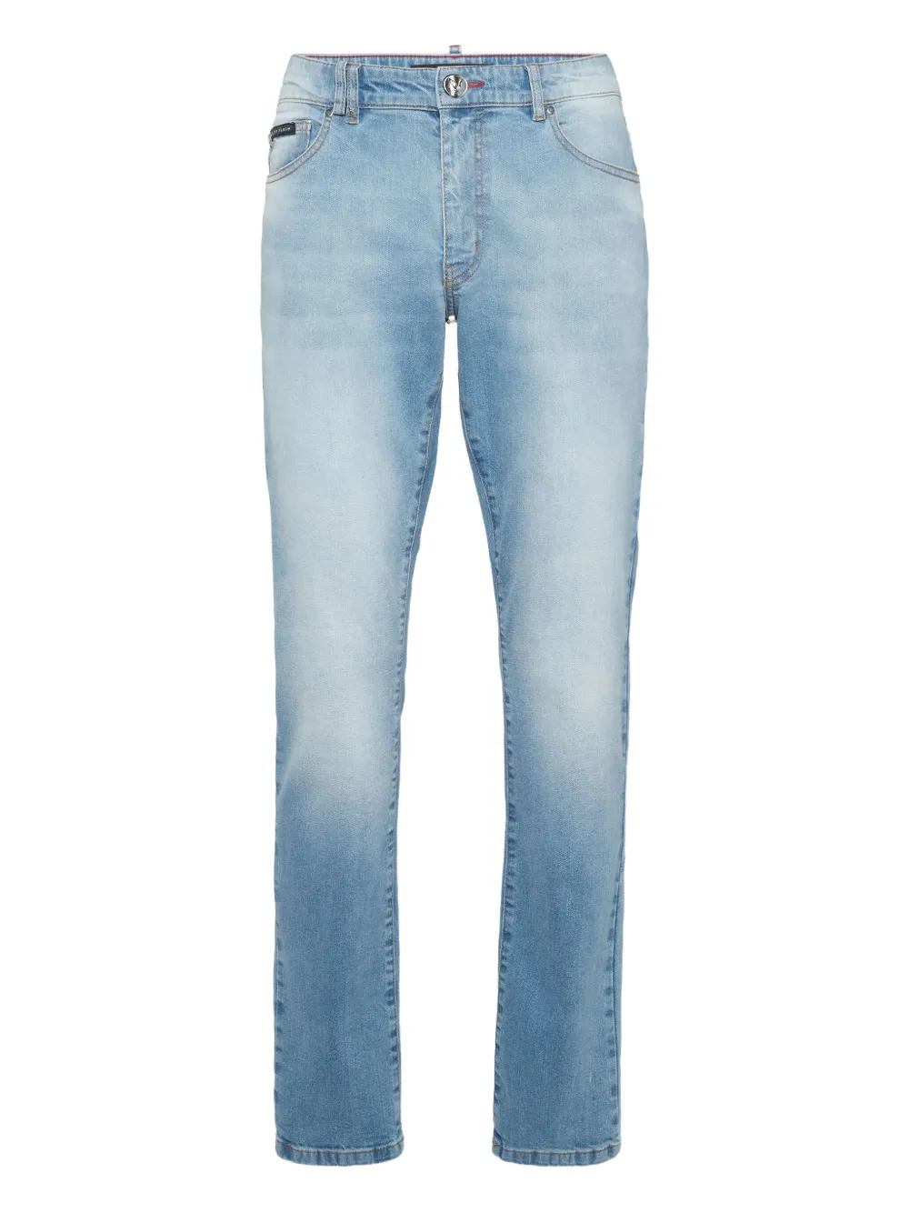 Philipp Plein Logo-plaque Straight-cut Jeans In Blue