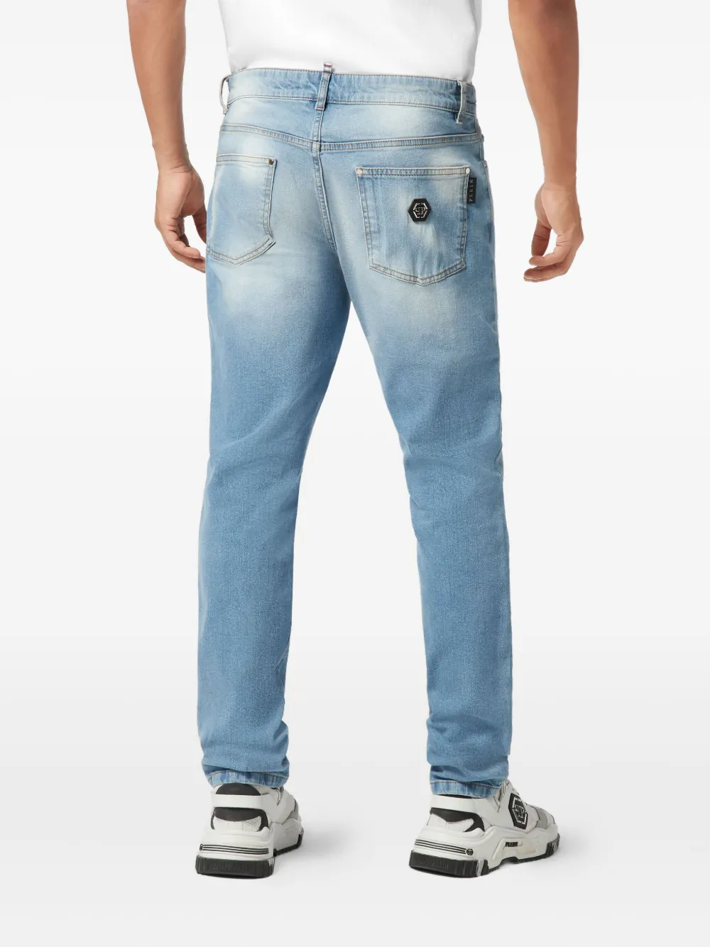 Philipp Plein Logo-plaque Straight-cut Jeans In Blue
