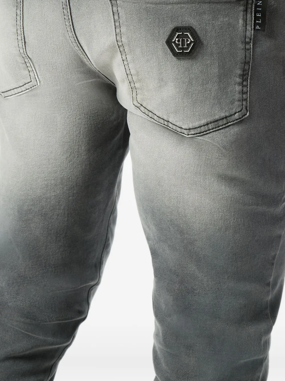 Philipp Plein Logo-plaque Jeans In Gray