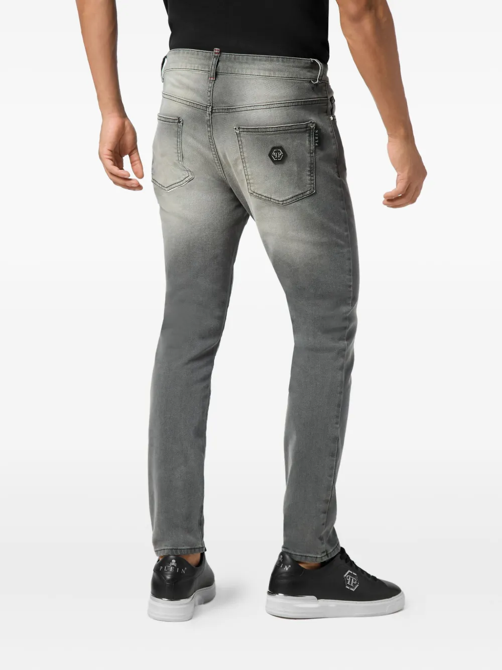 Philipp Plein Logo-plaque Jeans In Gray