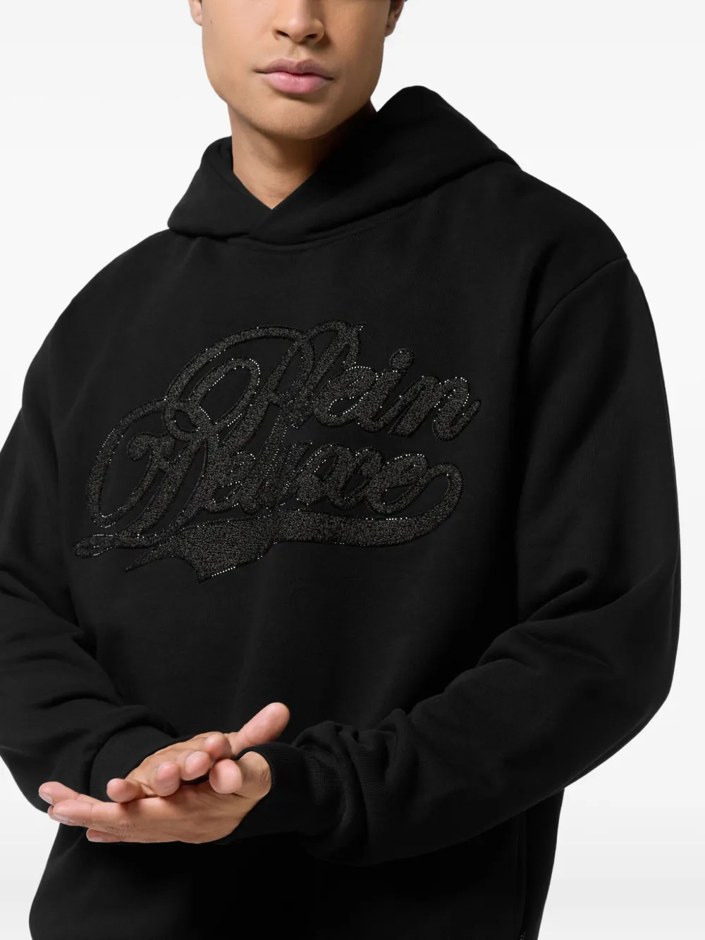 Philipp Plein Hoodie verfraaid met kristallen Zwart