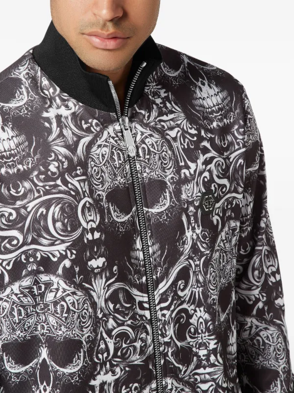 【美品】PHILIPP PLEIN HOMME トラックジャケット スカル PHILIPP PLEIN フィリッププレイン スカル柄 コットン ジャケット