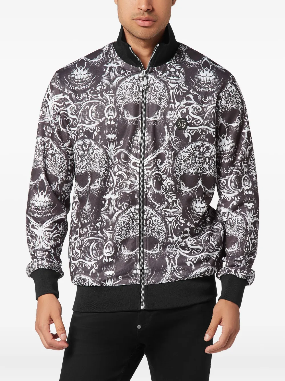 Philipp Plein Jack met doodskopprint - Zwart