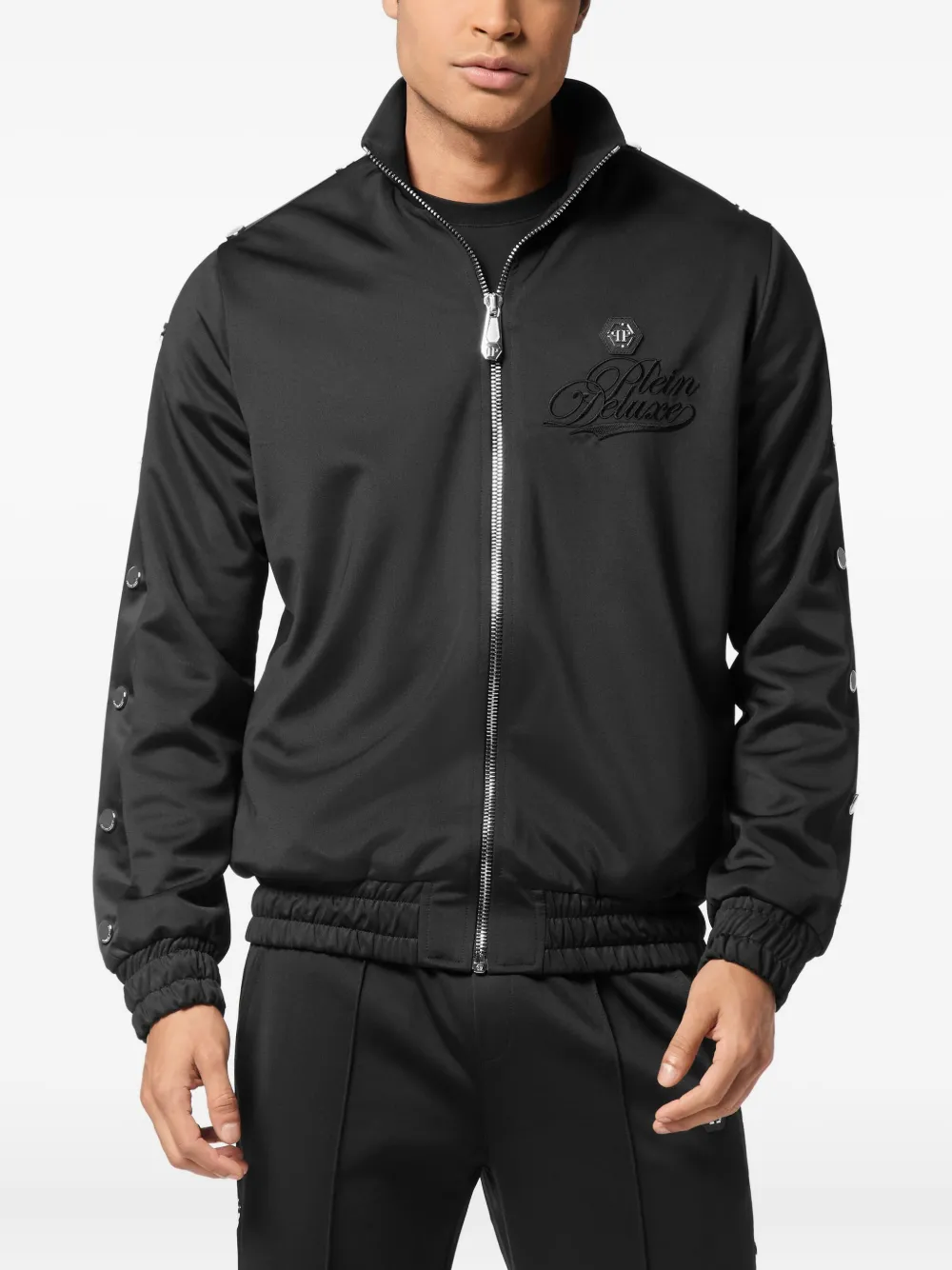Philipp Plein Trainingsjack met knoopdetail - Zwart