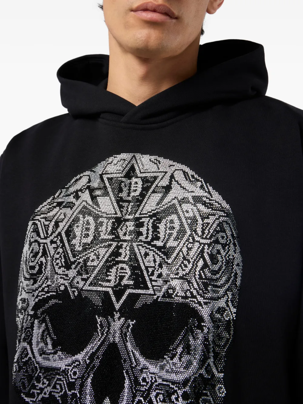 Philipp Plein Hoodie met gothic doodskop Zwart