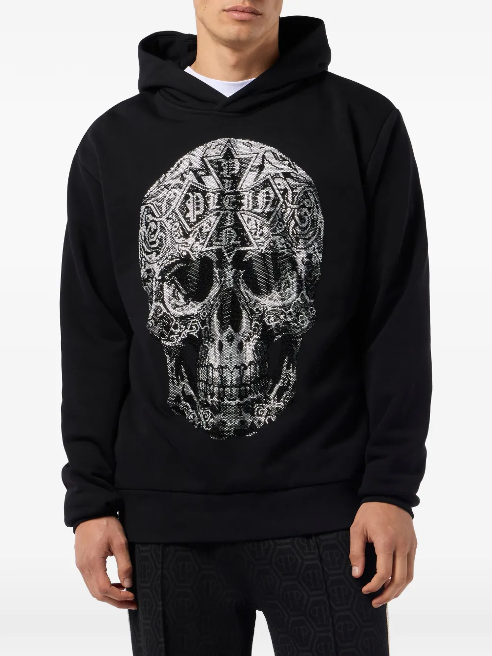 Philipp Plein Hoodie met gothic doodskop Zwart