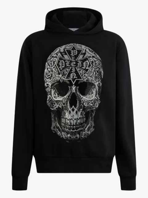 Philipp Plein Hoodie mit Gothic-Totenkopf