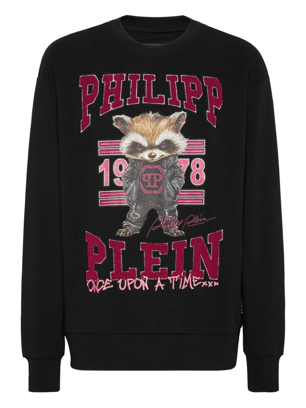 Philipp Plein raccoon-embellished cotton sweatshirt | Black | Image 1