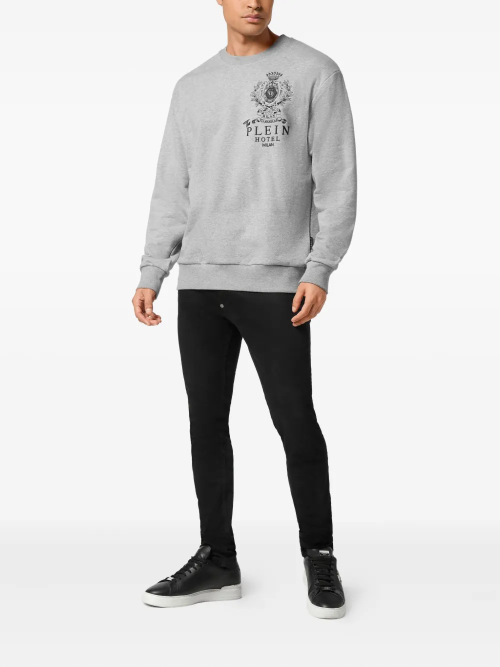 Philipp Plein Katoenen sweater met wapenschild - Grijs