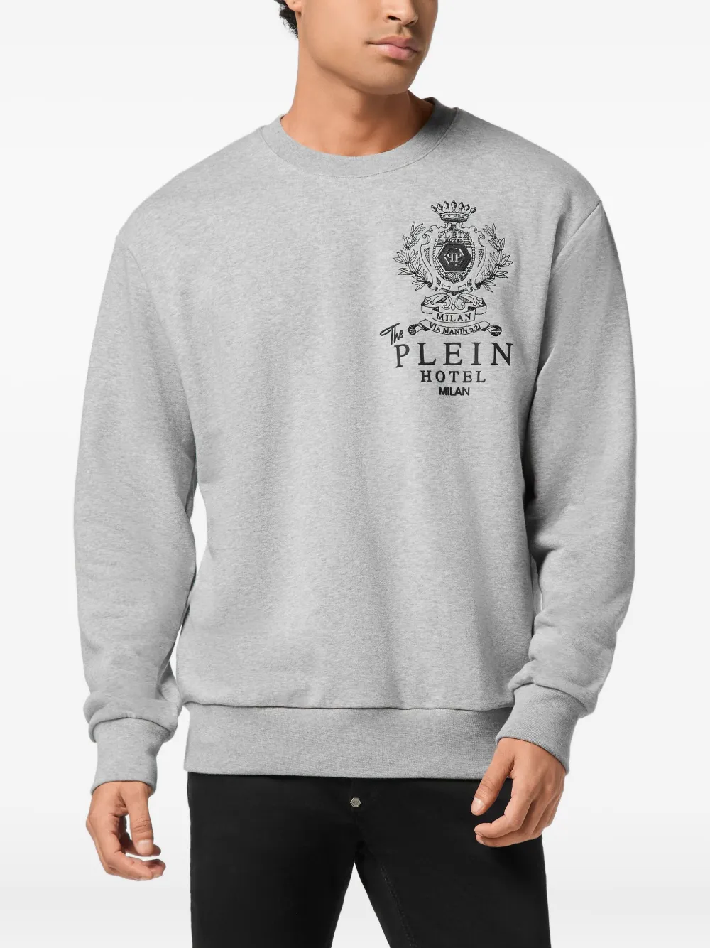Philipp Plein Katoenen sweater met wapenschild Grijs