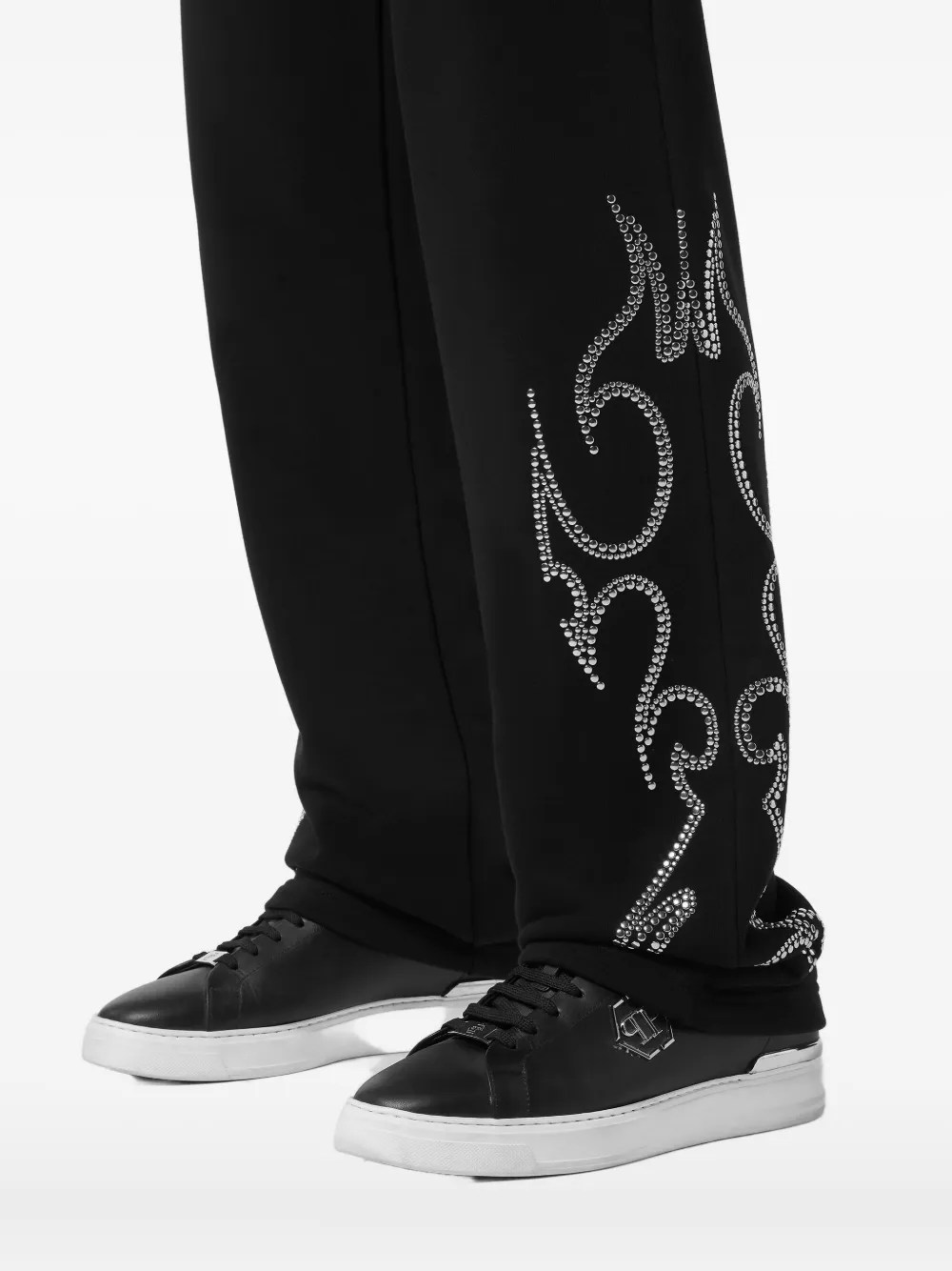 Philipp Plein Broek met vlammen studs Zwart
