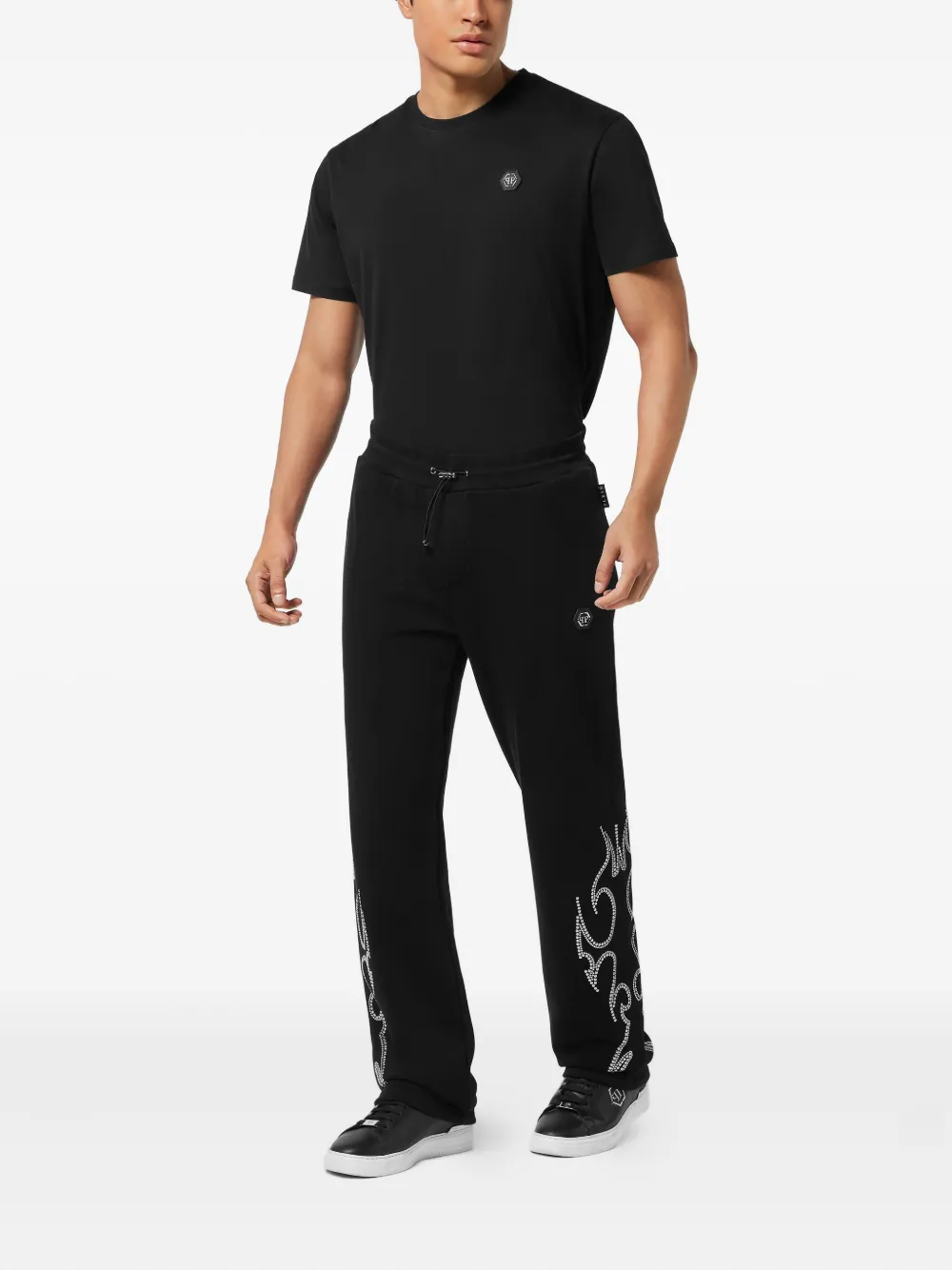 Philipp Plein Broek met vlammen studs - Zwart