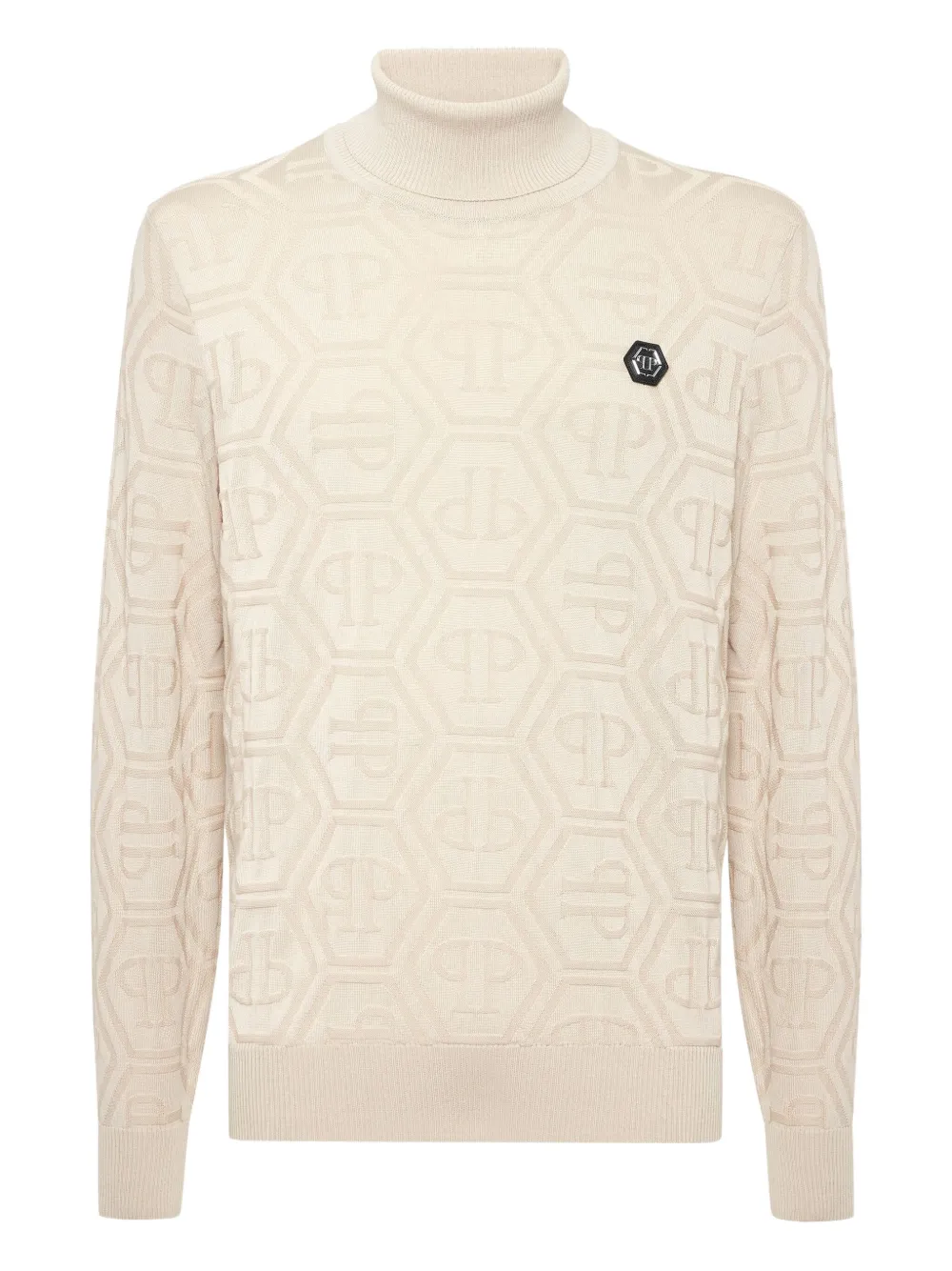Philipp Plein monogram turtleneck sweater | Neutrals | Image 1