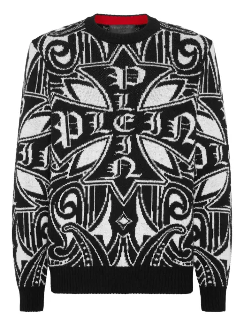 Philipp Plein cross-pattern lambswool pullover sweater