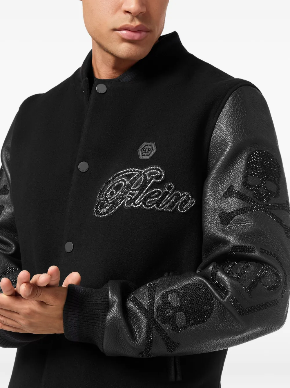 Philipp Plein Bomberjack verfraaid met schedel Zwart