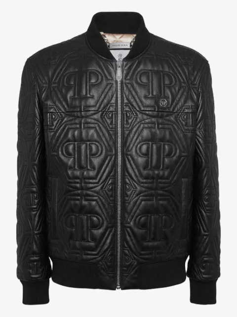 Philipp Plein embossed monogram bomber jacket