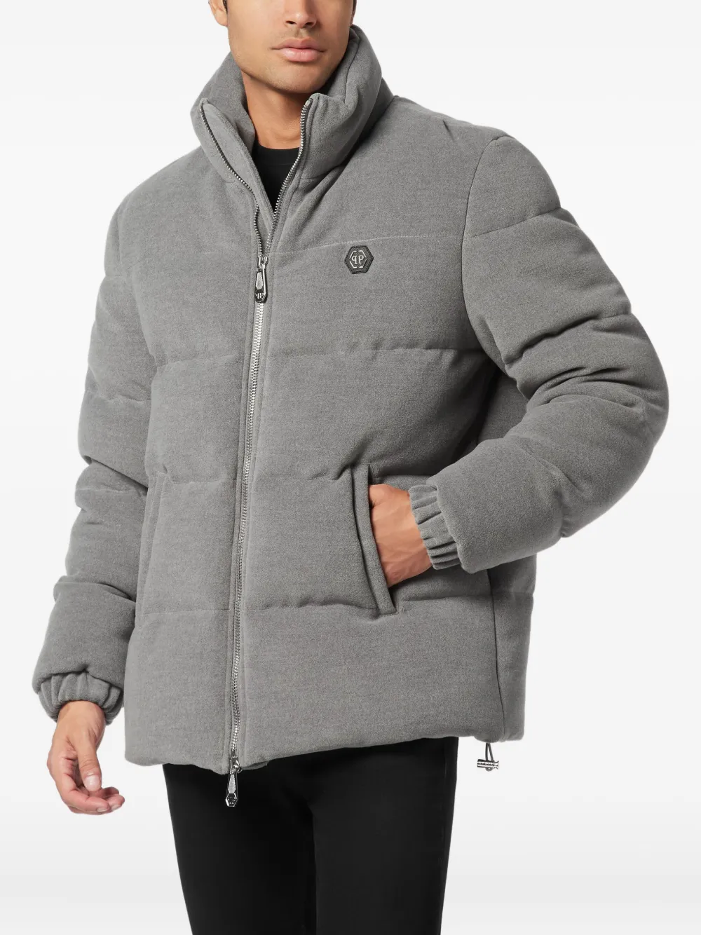 Philipp Plein Gewatteerd donsjack Grijs