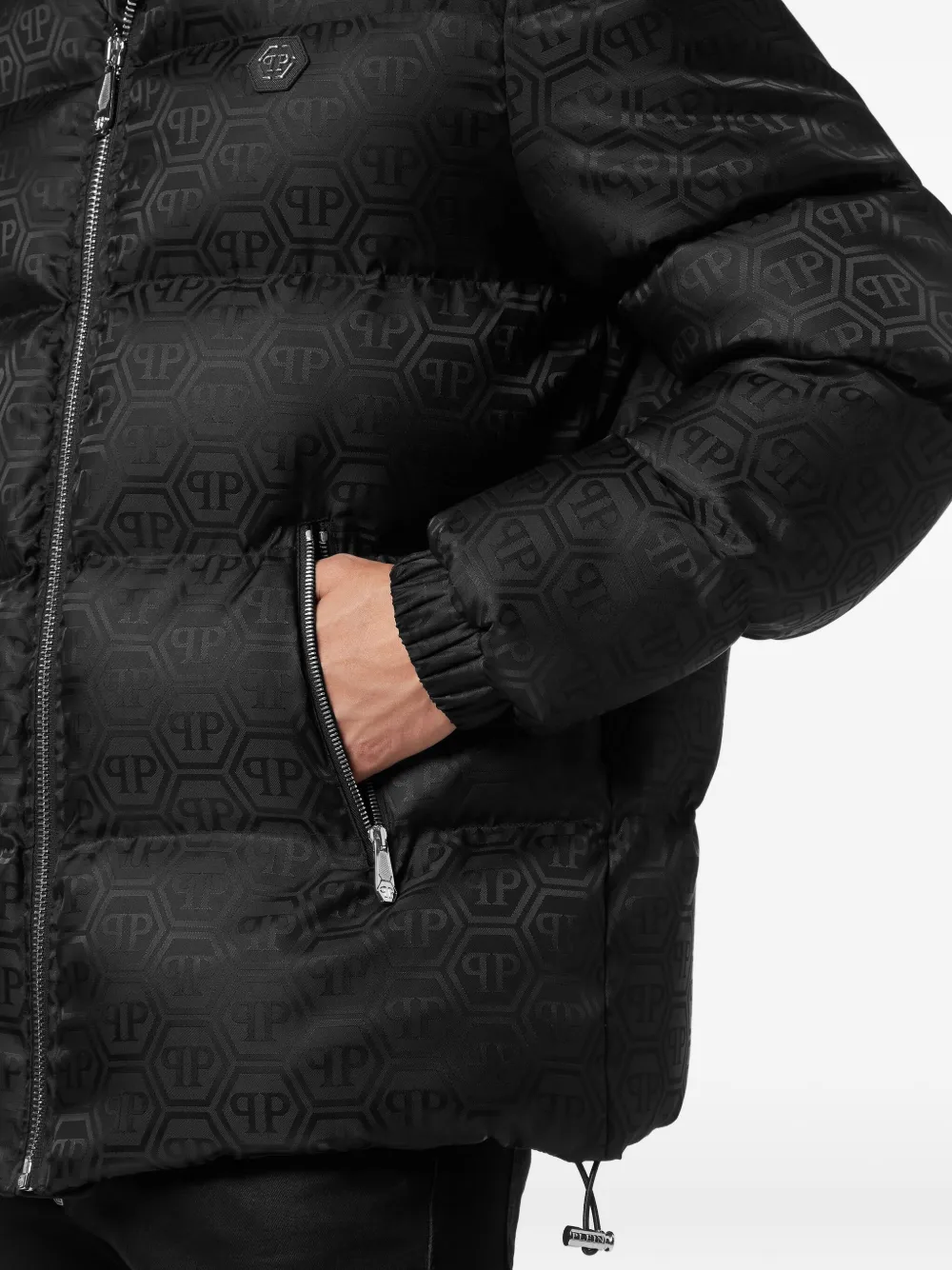 Philipp Plein Donsjack met monogram Zwart