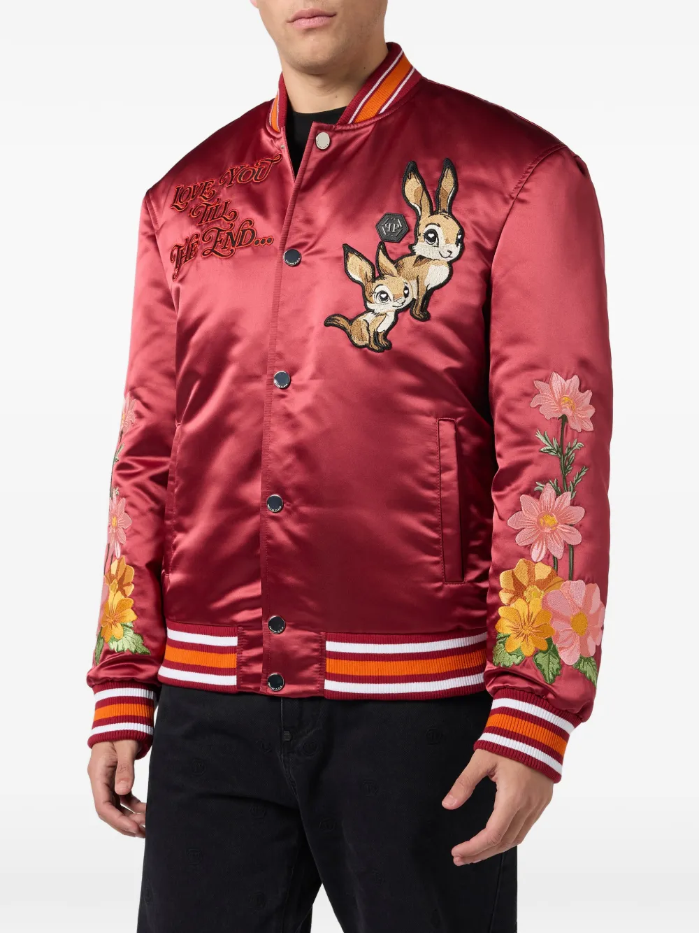  Philipp Plein Embroidery Bomber Jacket - Red 
