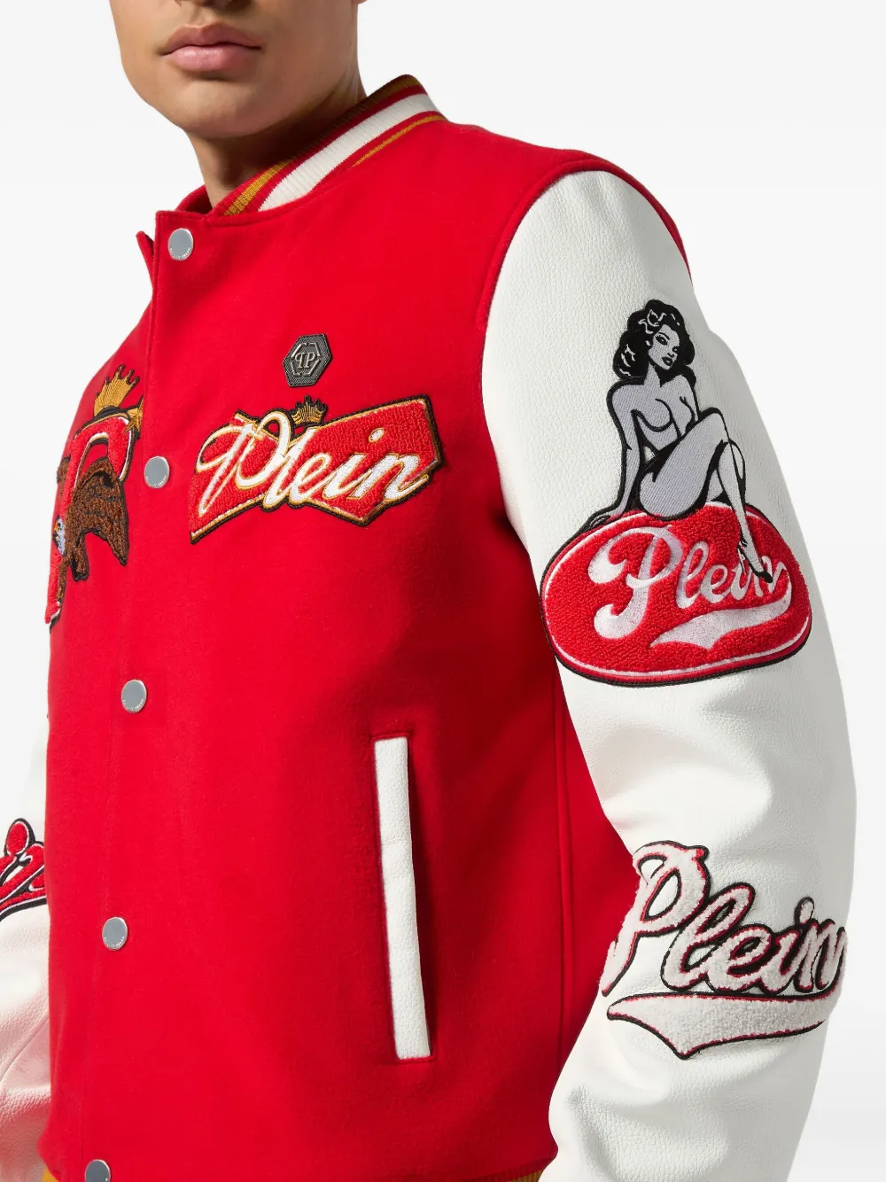 Philipp Plein Bomberjack met patch Rood