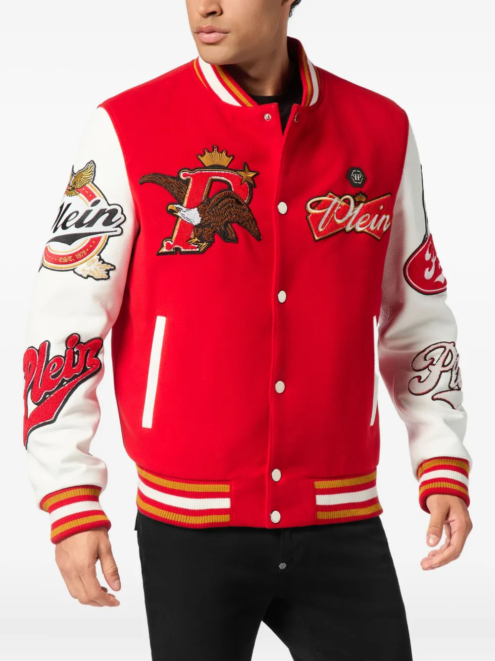 Philipp Plein Bomberjack met patch Rood