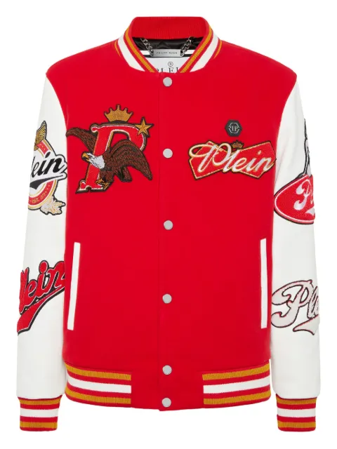 Philipp Plein patch varsity bomber jacket