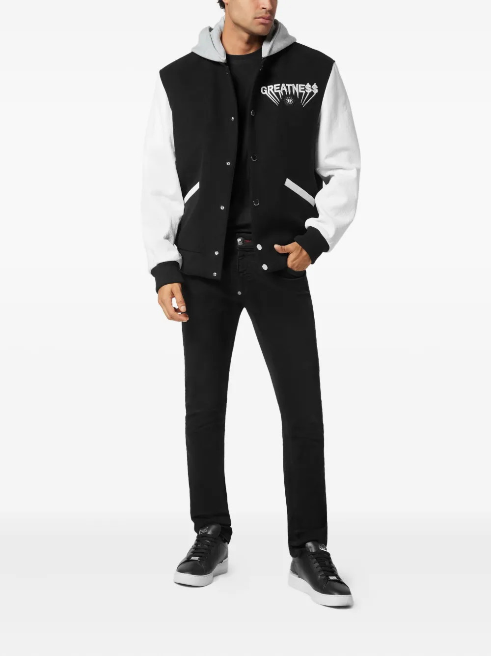 Philipp Plein hooded leather-sleeve bomber jacket | Bomber Jackets | Image 2