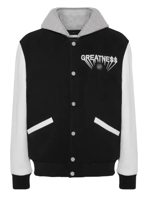 Philipp Plein chamarra bomber con capucha y mangas de piel