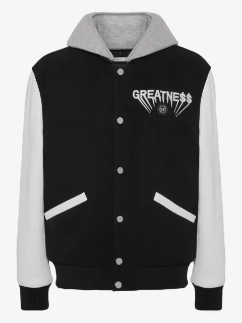 Philipp Plein chamarra bomber con capucha y mangas de piel