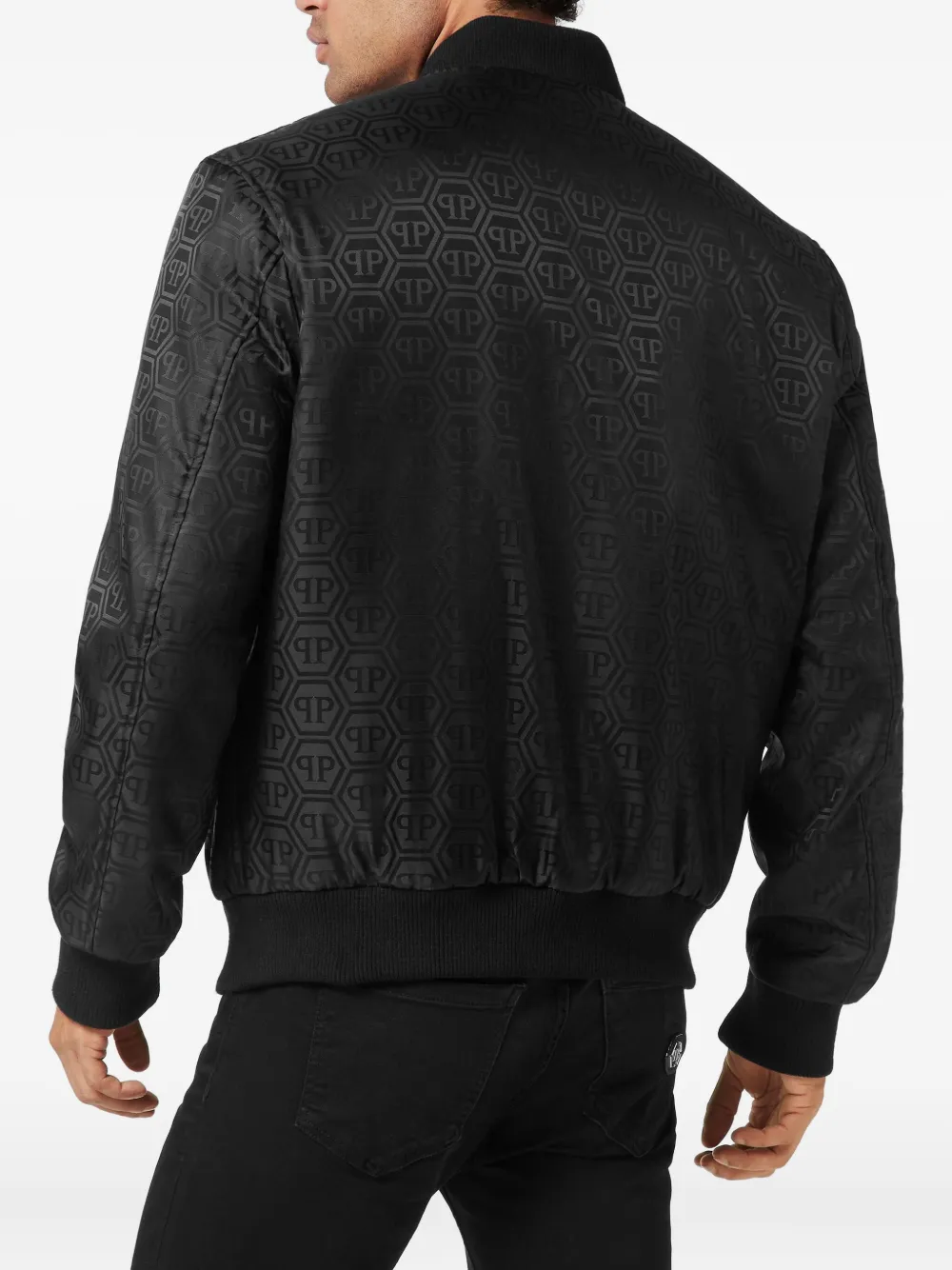  Philipp Plein Monogram Jacquard Bomber Jacket - Black 