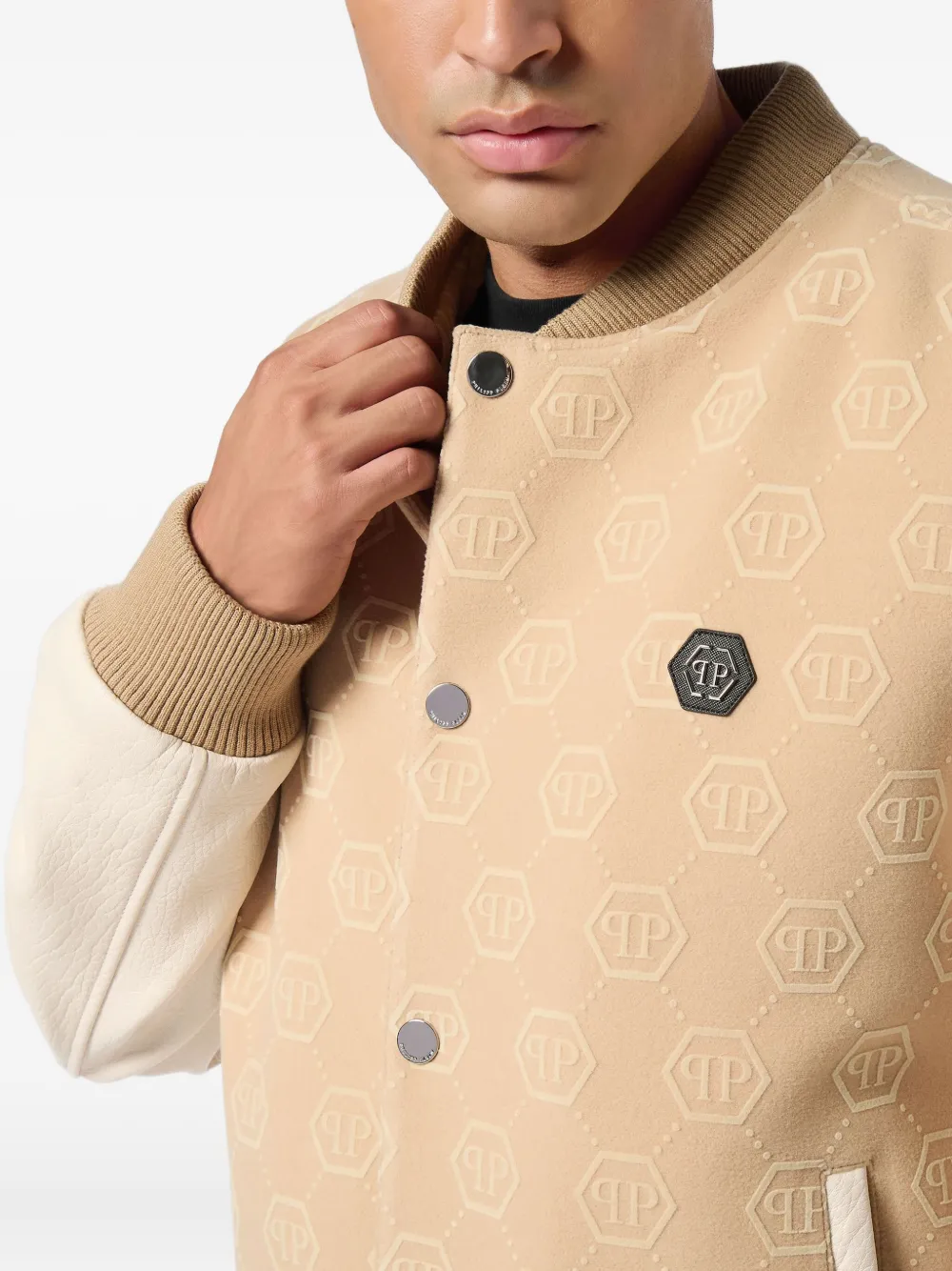 Philipp Plein Bomberjack met monogram Beige