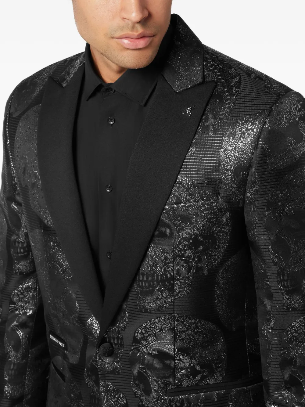 Philipp Plein Blazer met doodskop jacquard Zwart
