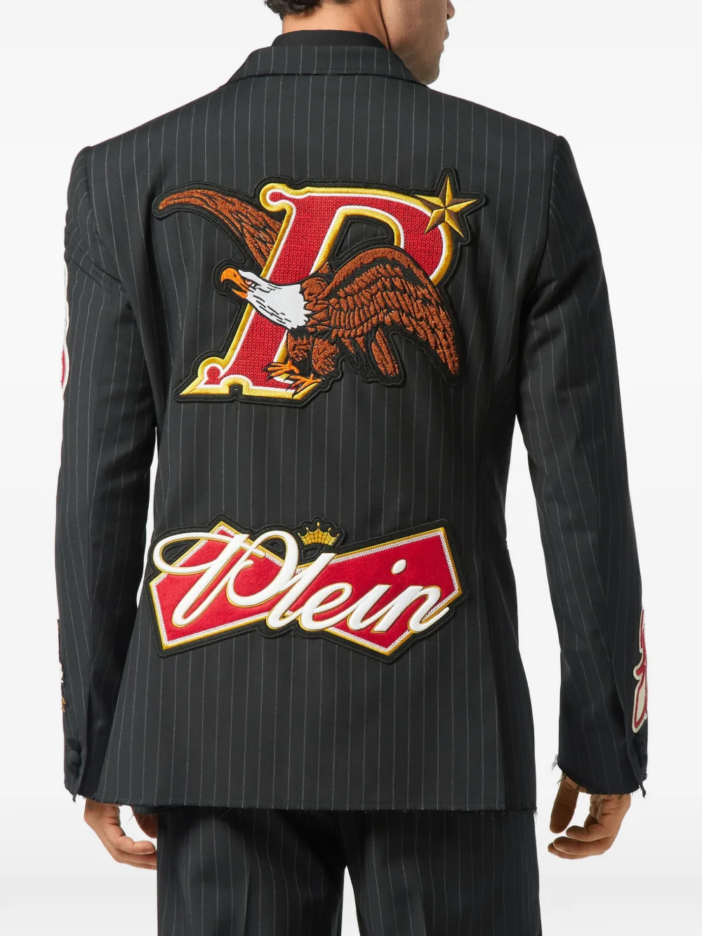 Philipp Plein Blazer met adelaarspatch Grijs