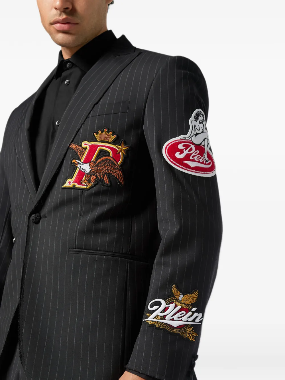 Philipp Plein Blazer met adelaarspatch Grijs